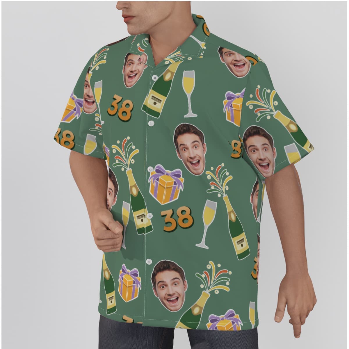 Custom Face Birthday Men’s Hawaiian Shirt (2)