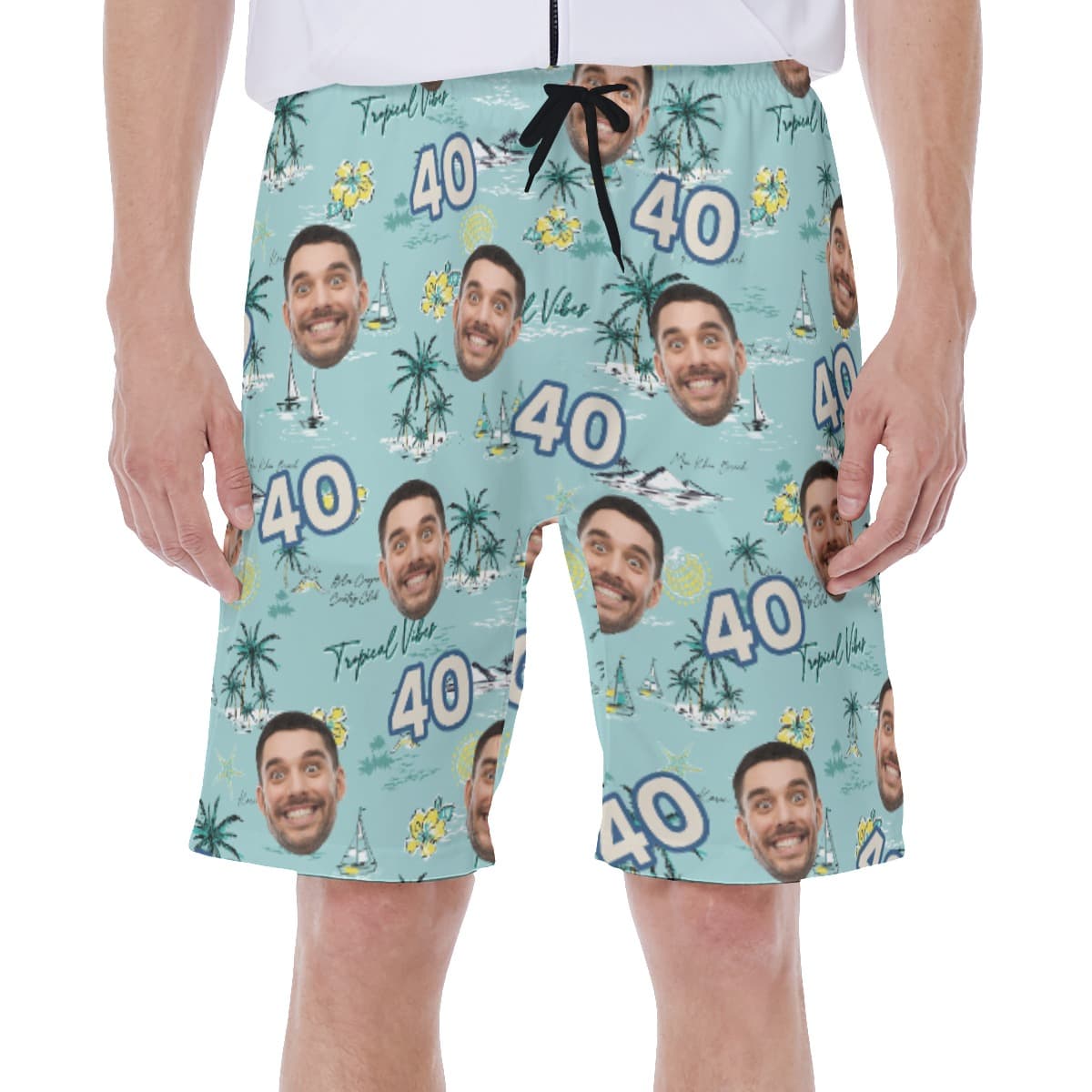 Custom Face Birthday Tropical Blue Hawaiian Swimwear For Summer