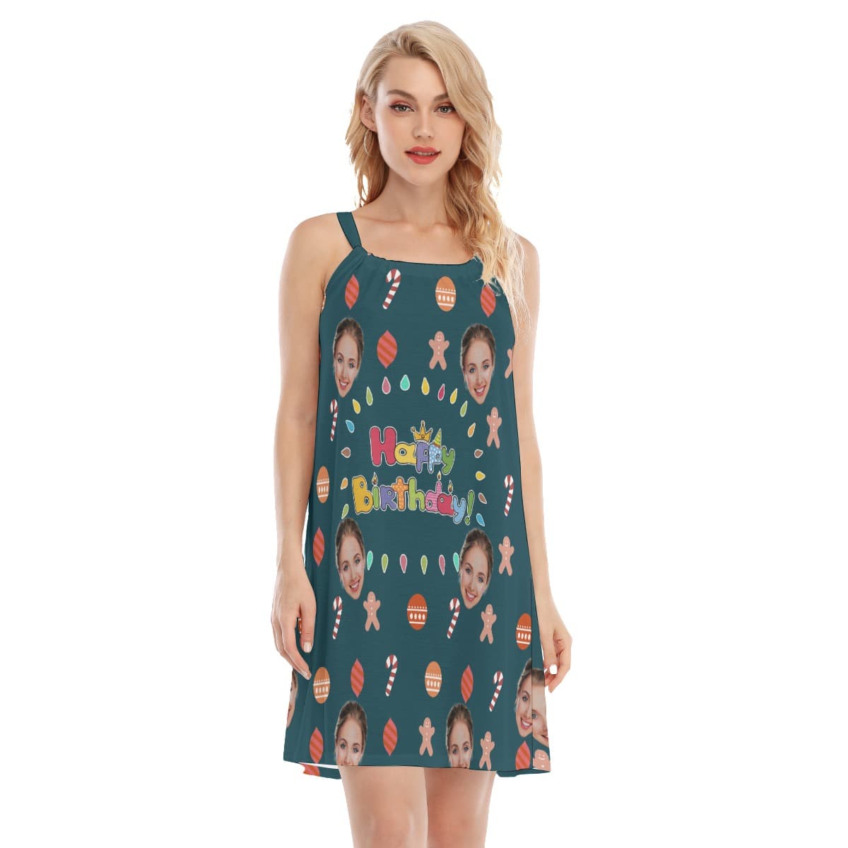 Custom Face Birthday Women’s Aloha Cami Dress (3)