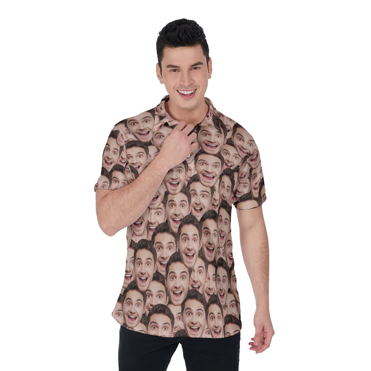Custom Face Funny Polo Hawaiian Shirt For Men (1)