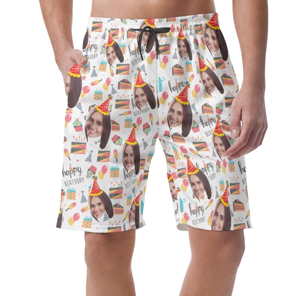 Custom Face Hawaiian Beach Shorts Theme Birthday