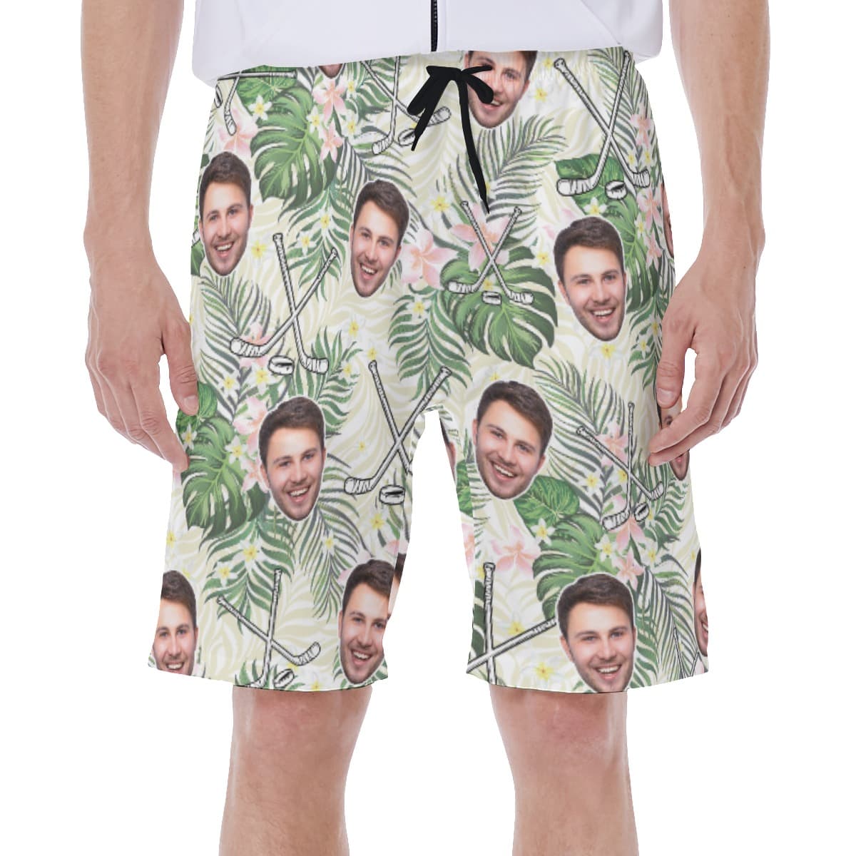 Custom Face Hockey Floral Hawaiian Swimwear For Men