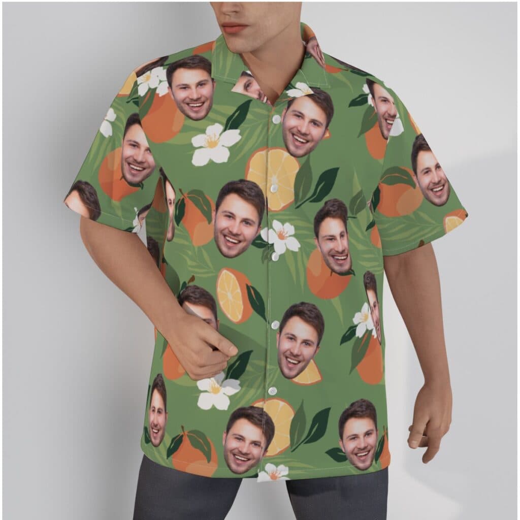 Custom Face Orange Fruit Hawaiian Shirt