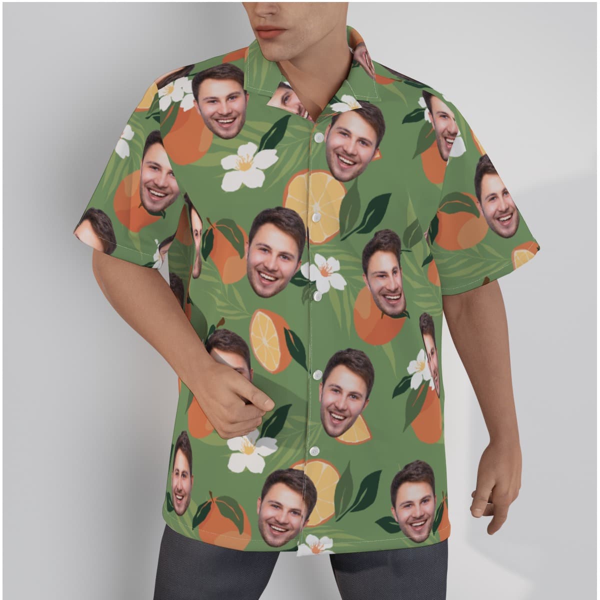 Custom Face Orange Fruit Hawaiian Shirt