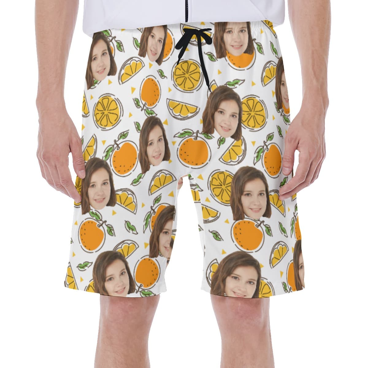 Custom Face Orange Fruit Men's Swim Trunks (1)
