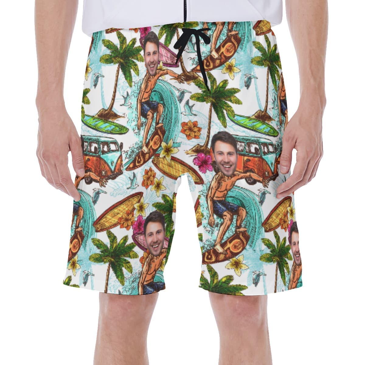 Custom Face Surfing Beach Men's Shorts (1)