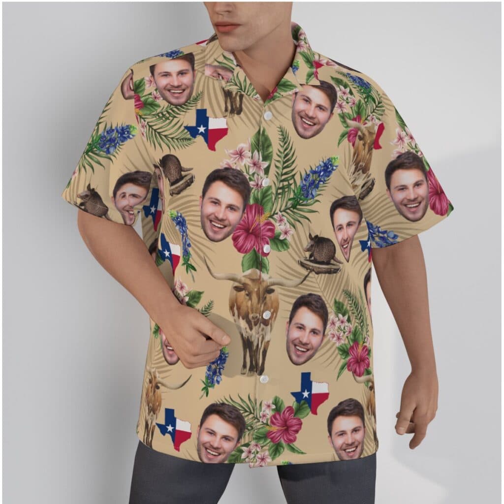 Custom Face Texas Longhorns Hawaiian Shirt