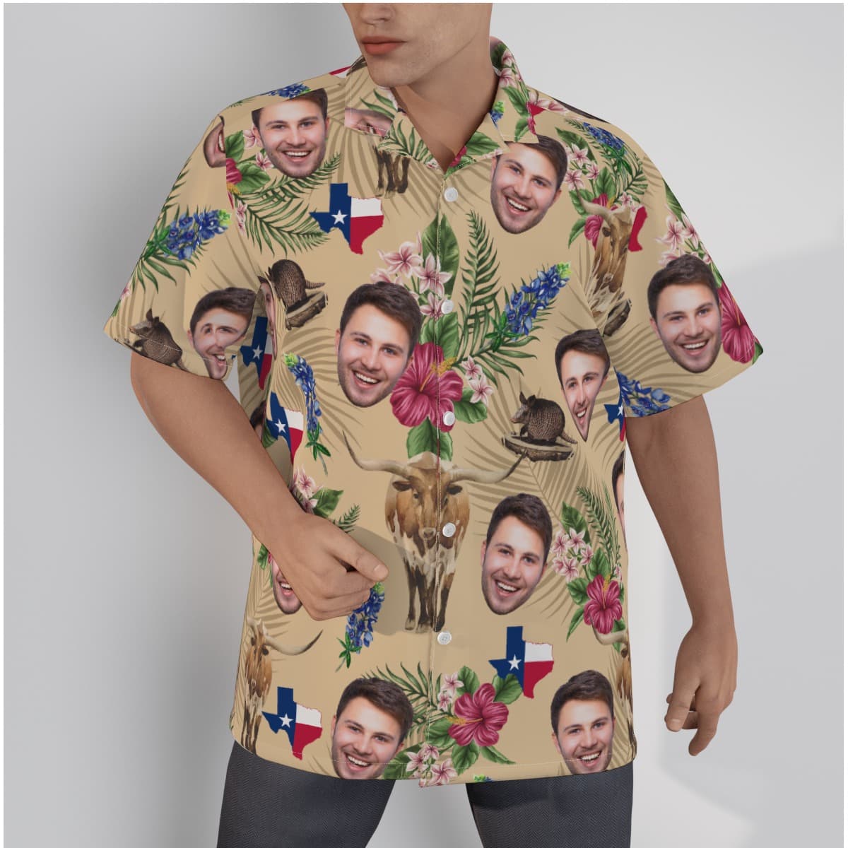 Custom Face Texas Longhorns Hawaiian Shirt