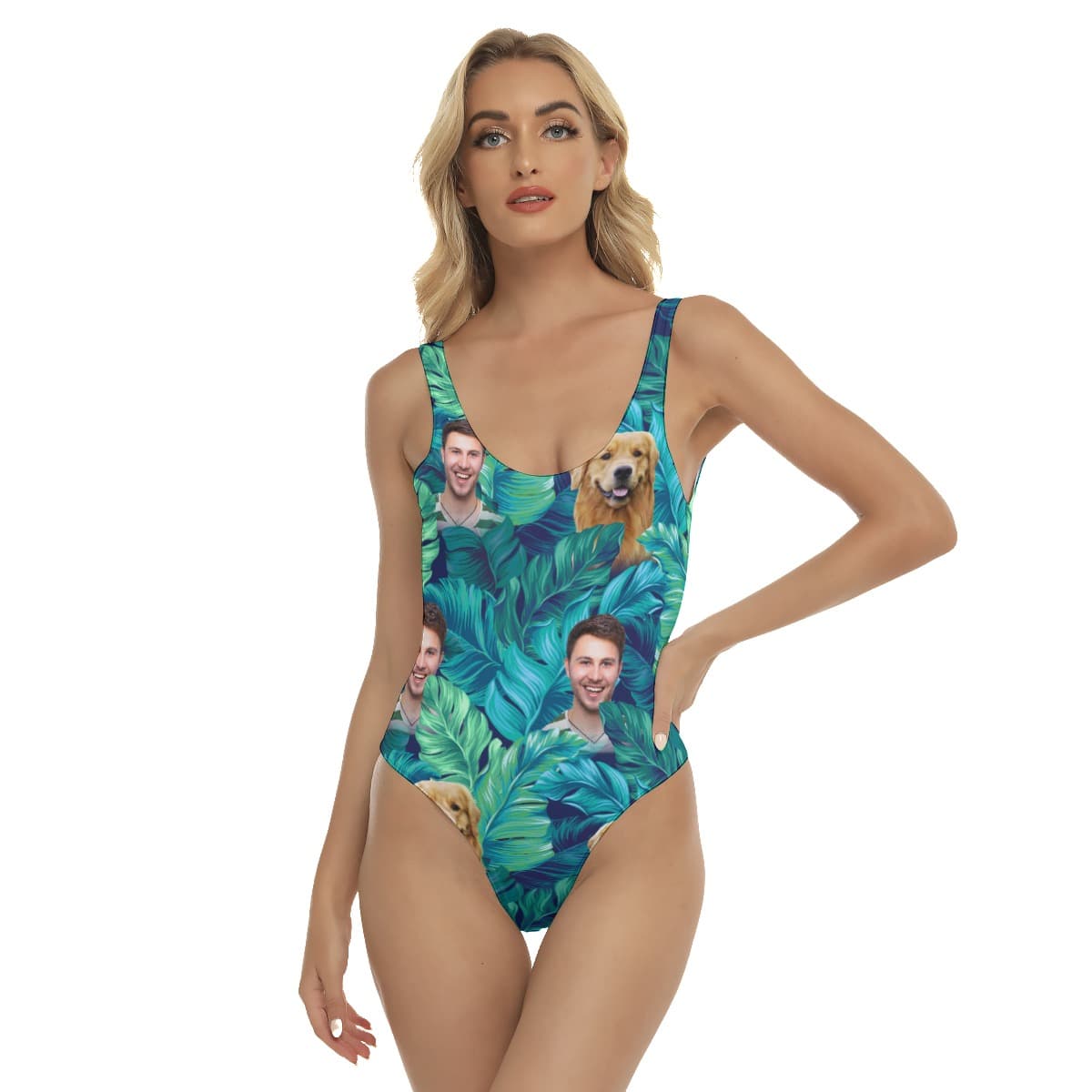 Custom Face Tropical Hawaiian One Piece Swimsuit For Women (1)