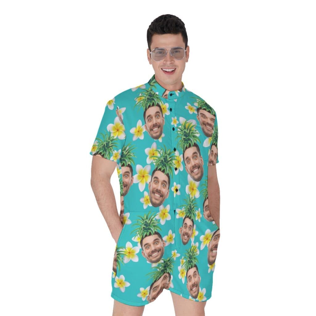 Custom Face With Pineapple Men's Hawaiian Romper