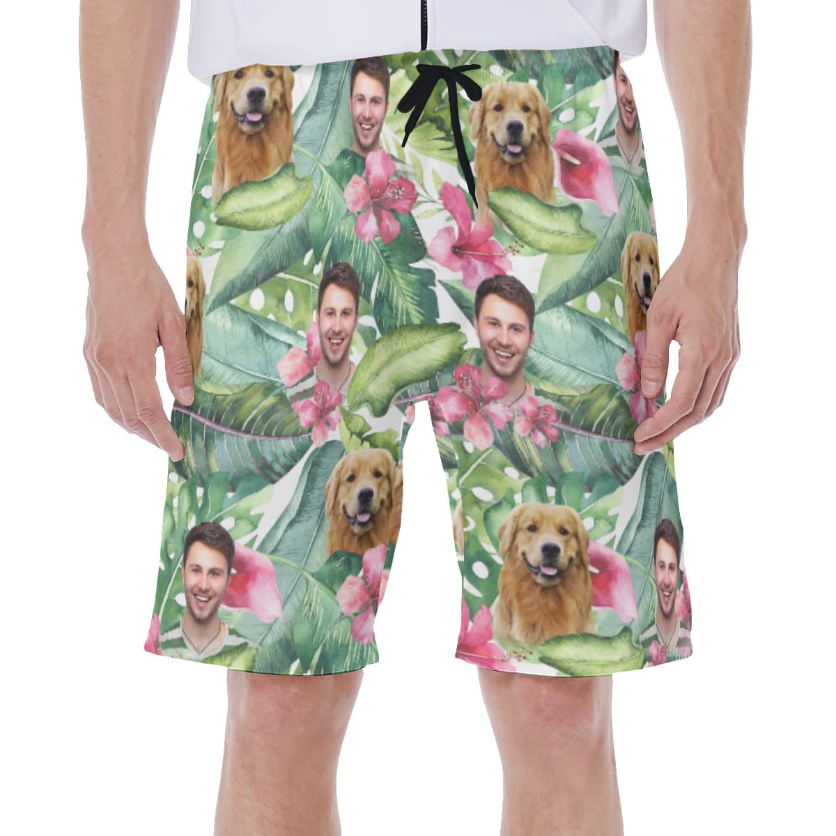 Custom Face With Your Pet Hawaiian Swim Trunks For Men (1)