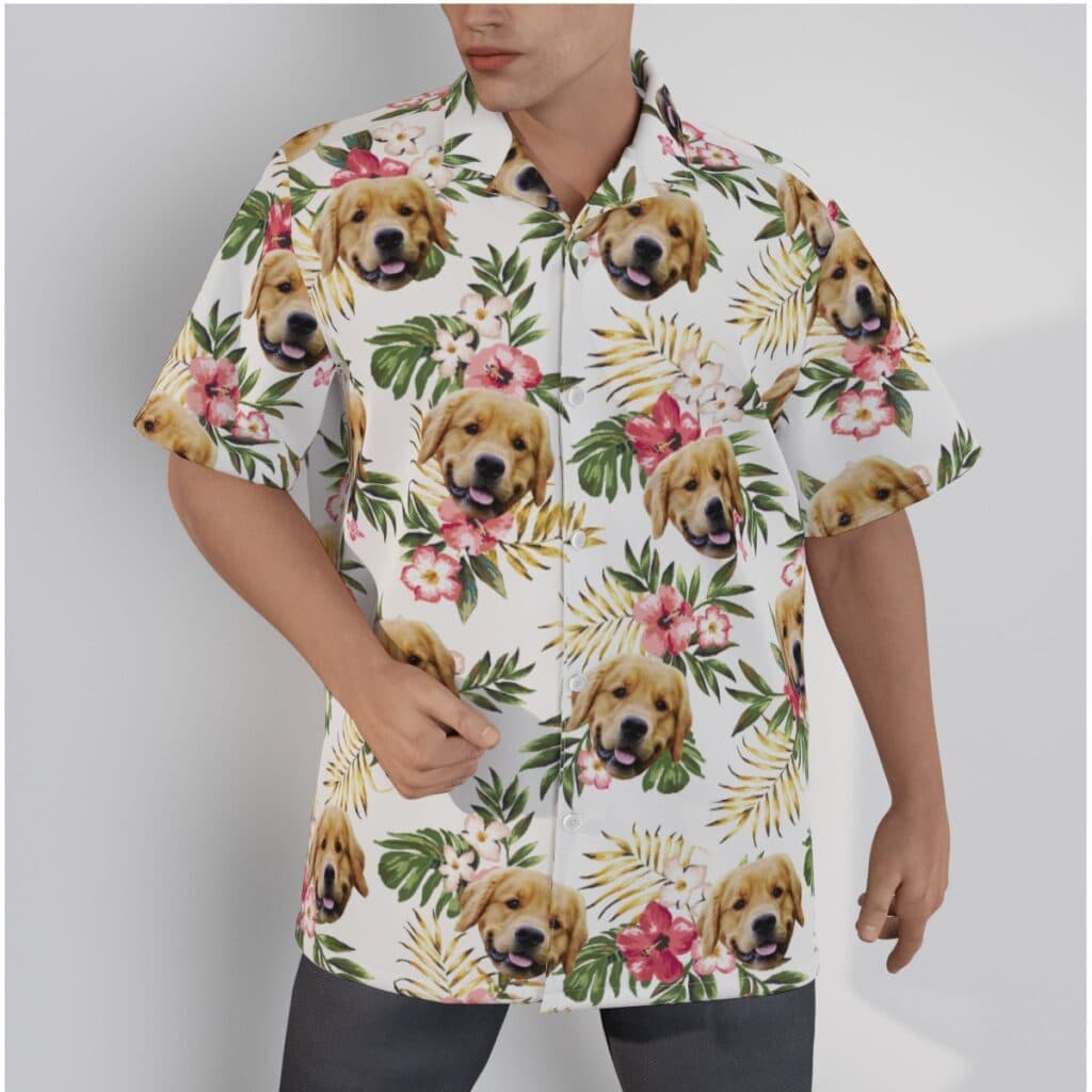 Custom Floral Hawaiian Shirt With Dog Face