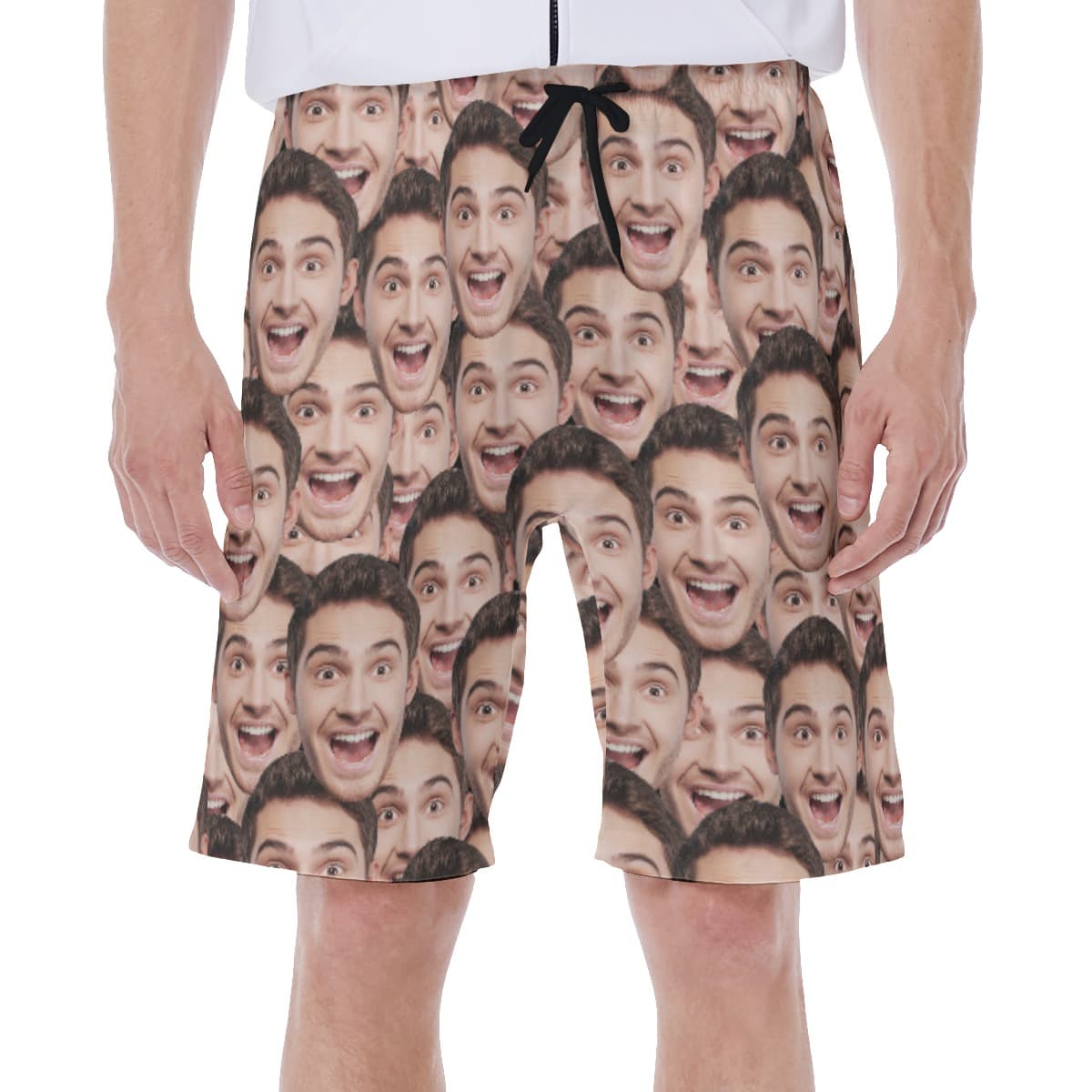 Custom Funny Face Hawaiian Swim Trunks For Men (1)