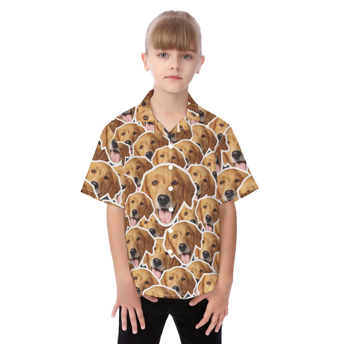 Custom Kid's Hawaiian Shirt With Multiple Dog Faces