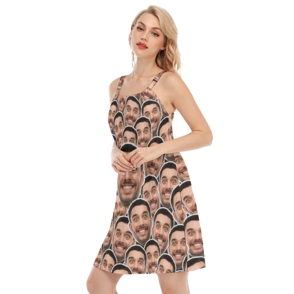 Custom Multi Faces Hawaiian Cami Dress For Summer
