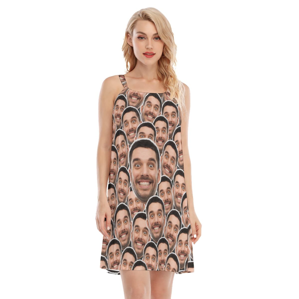 Custom Multi Faces Hawaiian Cami Dress For Summer (4)