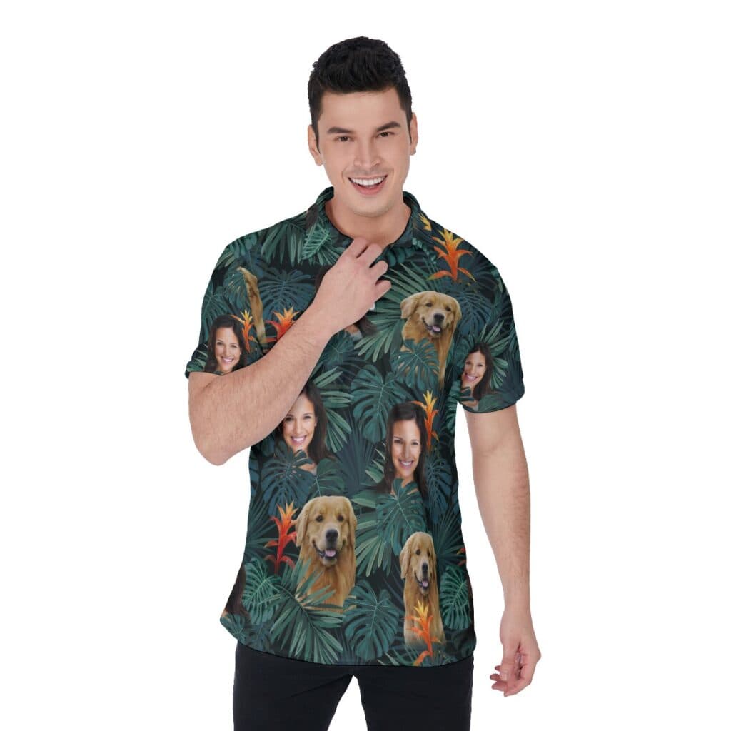 Custom Multiple Faces Men's Polo Golf Shirt (1)