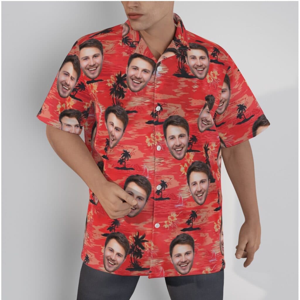Custom Red Hawaiian Shirt With Face (3)