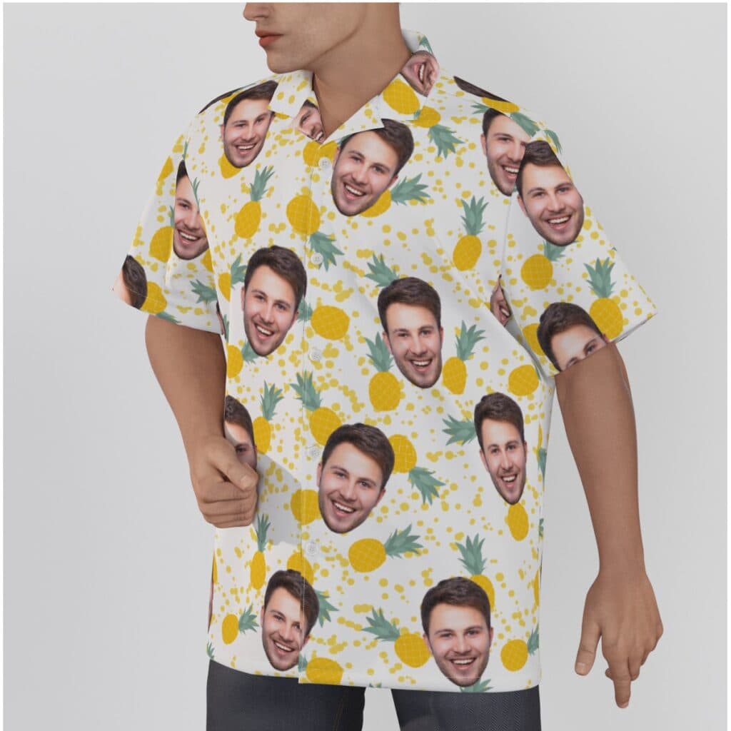 Custom Tropical Pineapple Hawaiian Shirt With Face