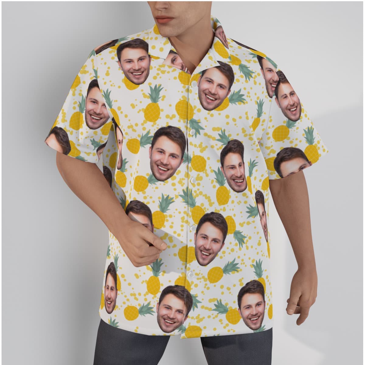 Custom Tropical Pineapple Hawaiian Shirt With Face (3)