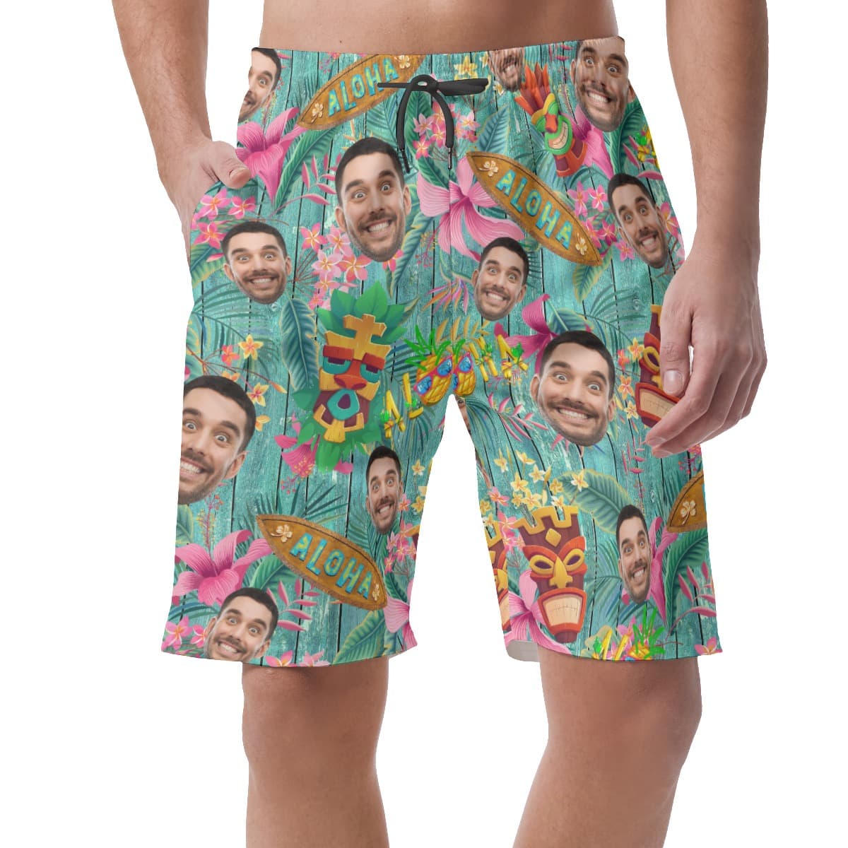 Custom Vintage Aloha Beach Shorts With Face