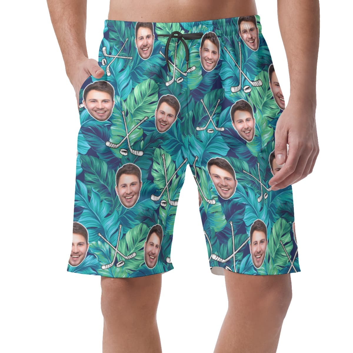 Customized Hockey Tropical Hawaiian Beach Shorts For Men