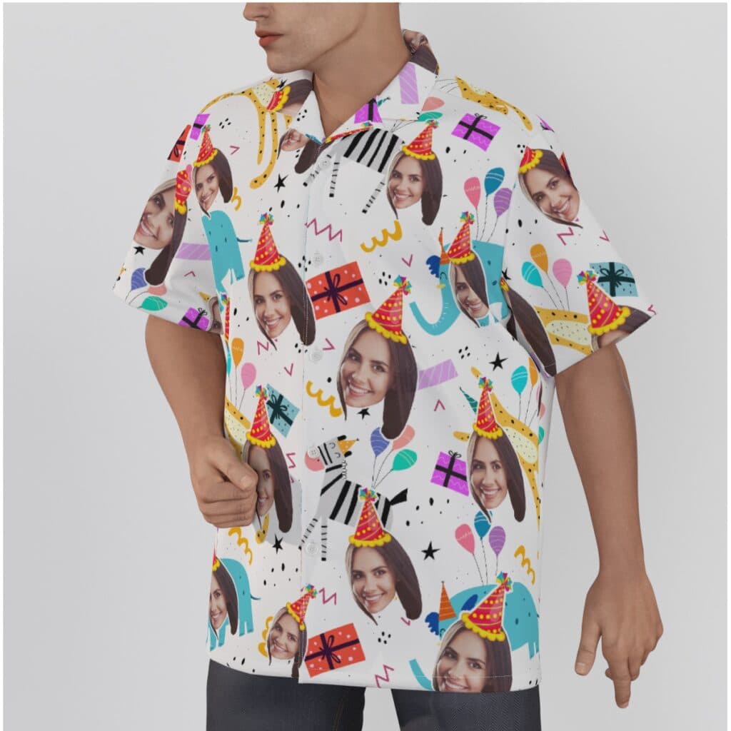 Cute Custom Face Birthday Hawaiian Shirt For Men