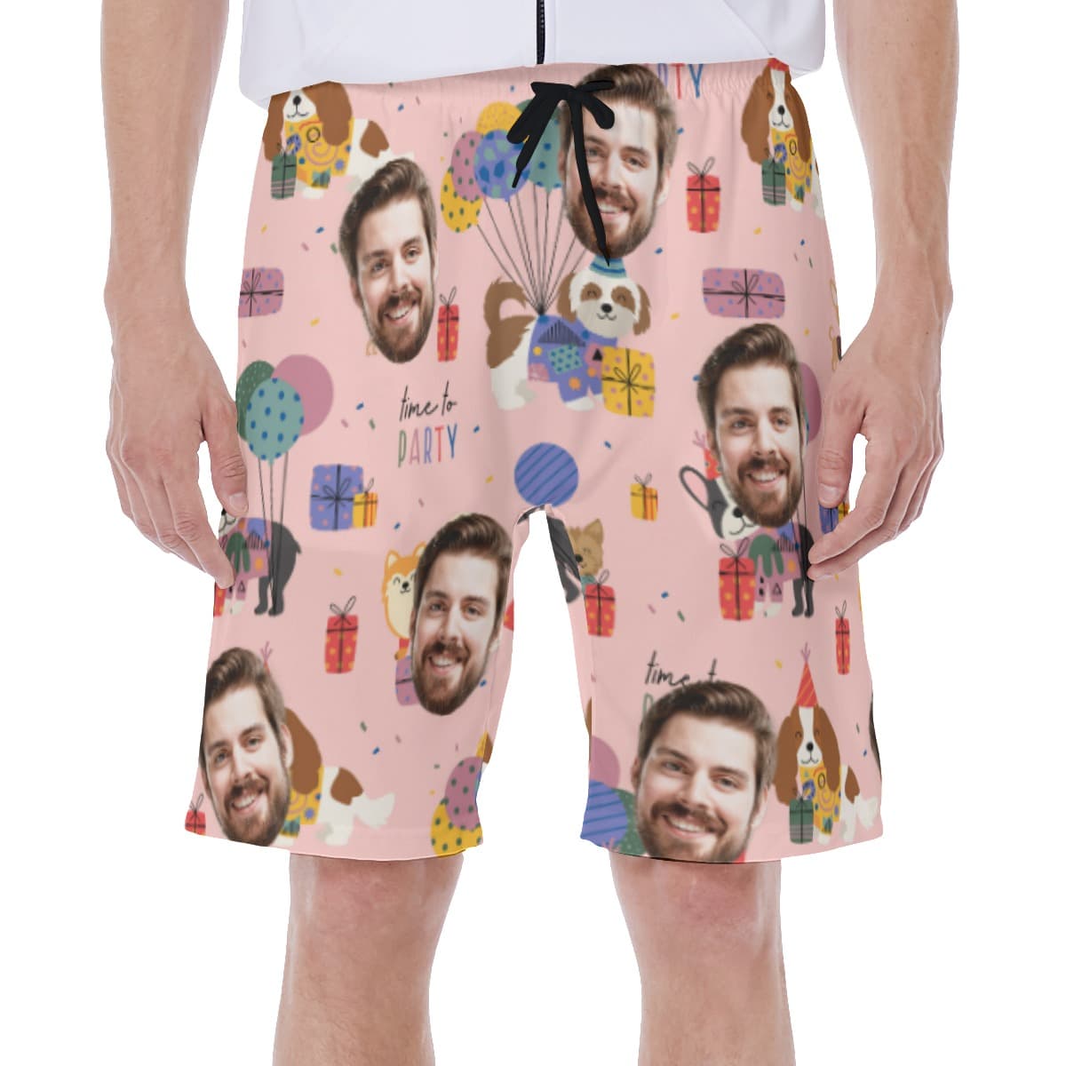 Cute Custom Face Pink Birthday Men's Shorts (1)