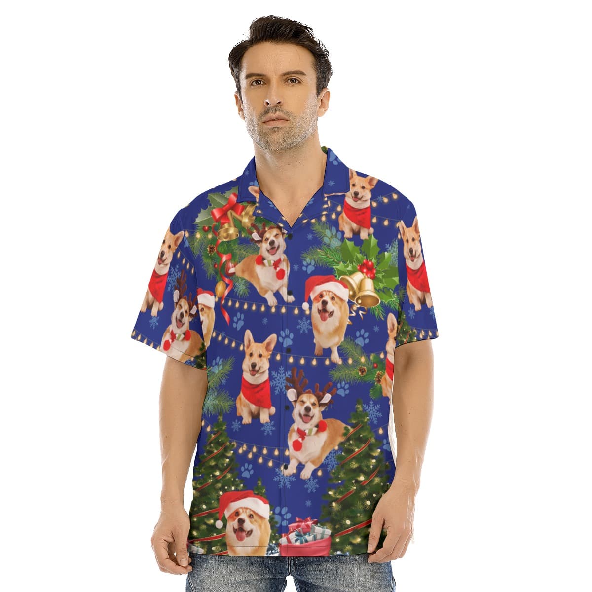 Cute Dog Christmas Hawaiian Shirt For Men (1)