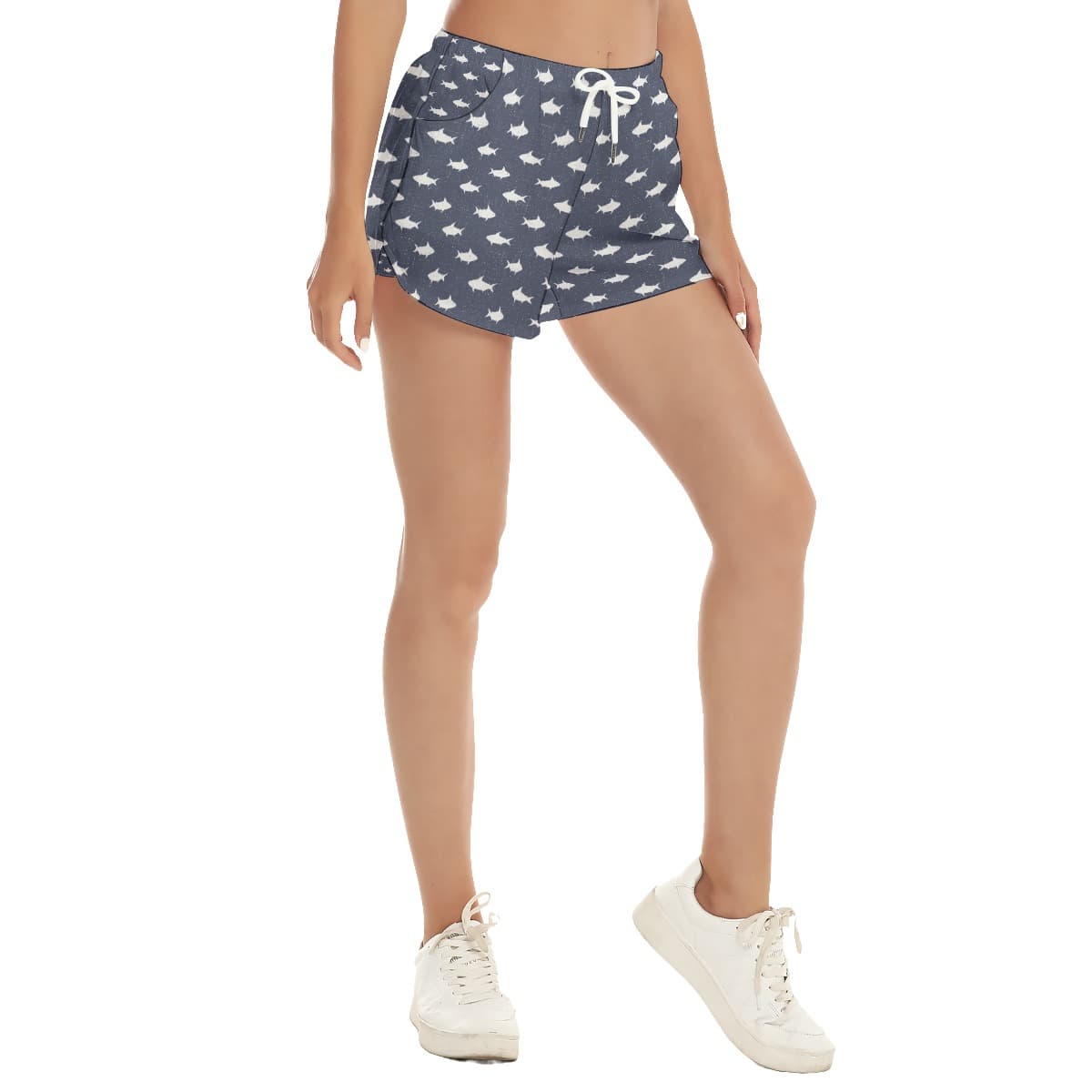 Cute Shark Hawaiian Beach Shorts For Women (2)