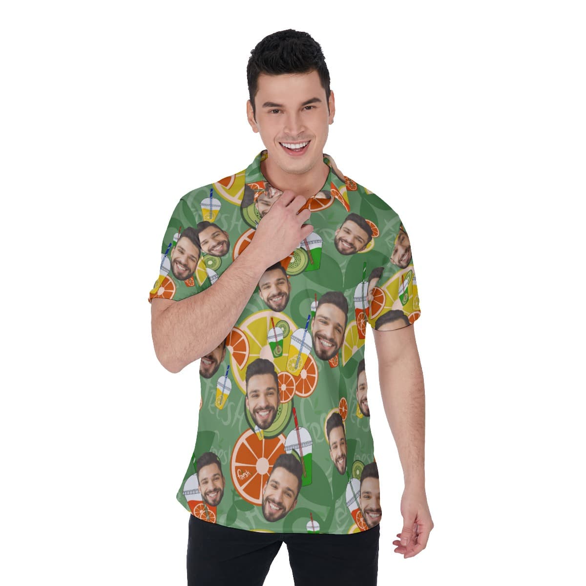 Drinking Fruit Men's Polo Shirt With Multiple Face (1)