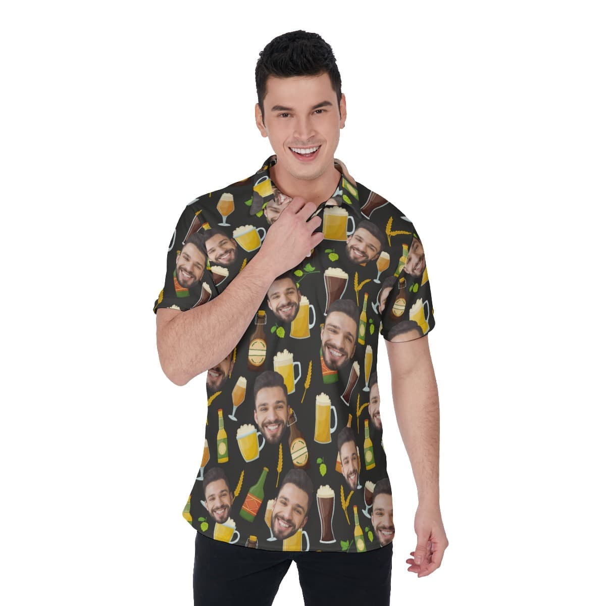 Drinking Party Themed Men's Polo Shirt With Custom Face (1)