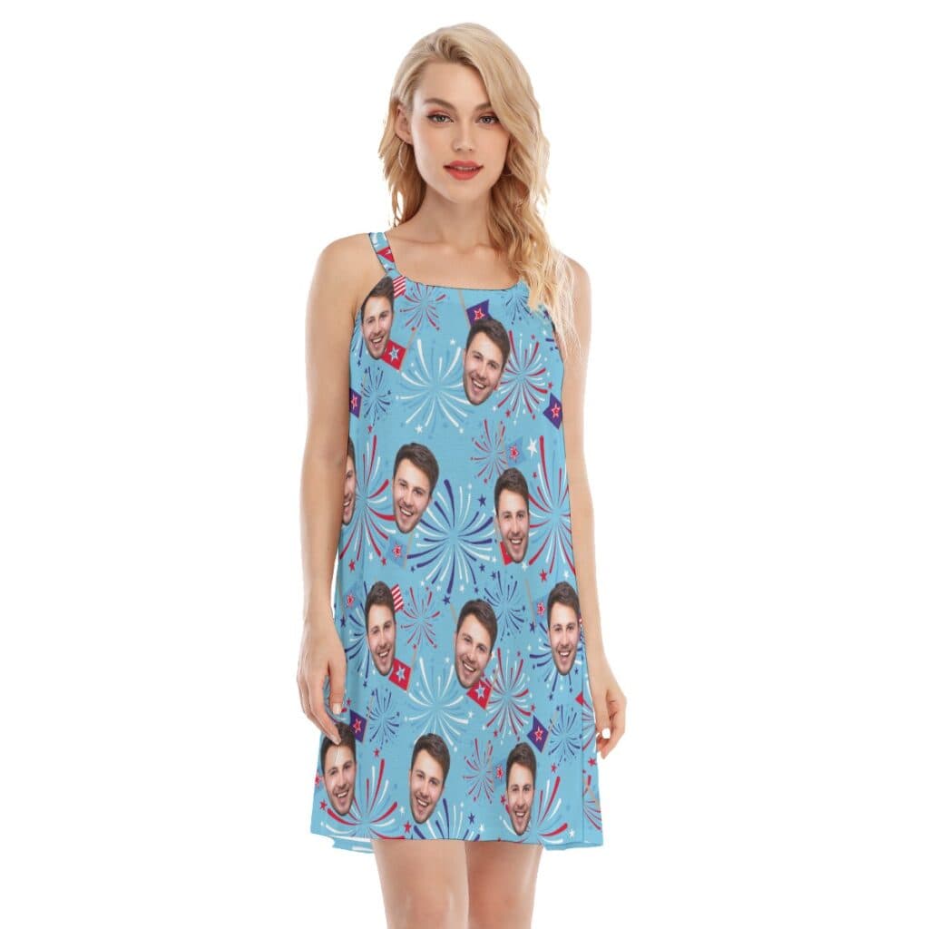 Festive Patriotic Cami Dress With Custom Face (1)