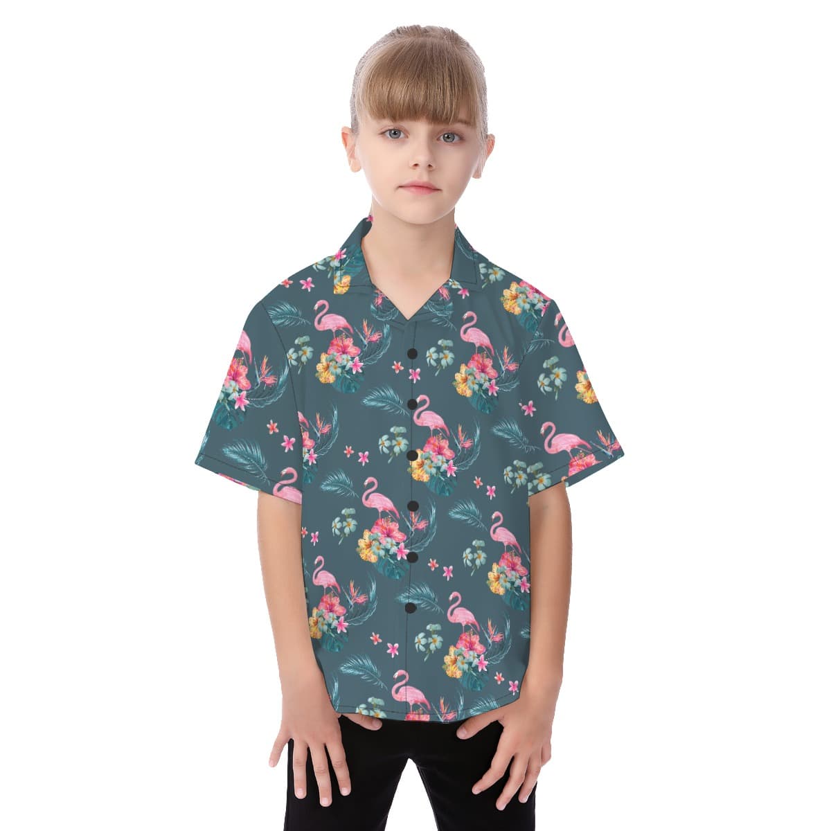 Flamingo Tropical Blue Hawaiian Shirt For Kids (1)
