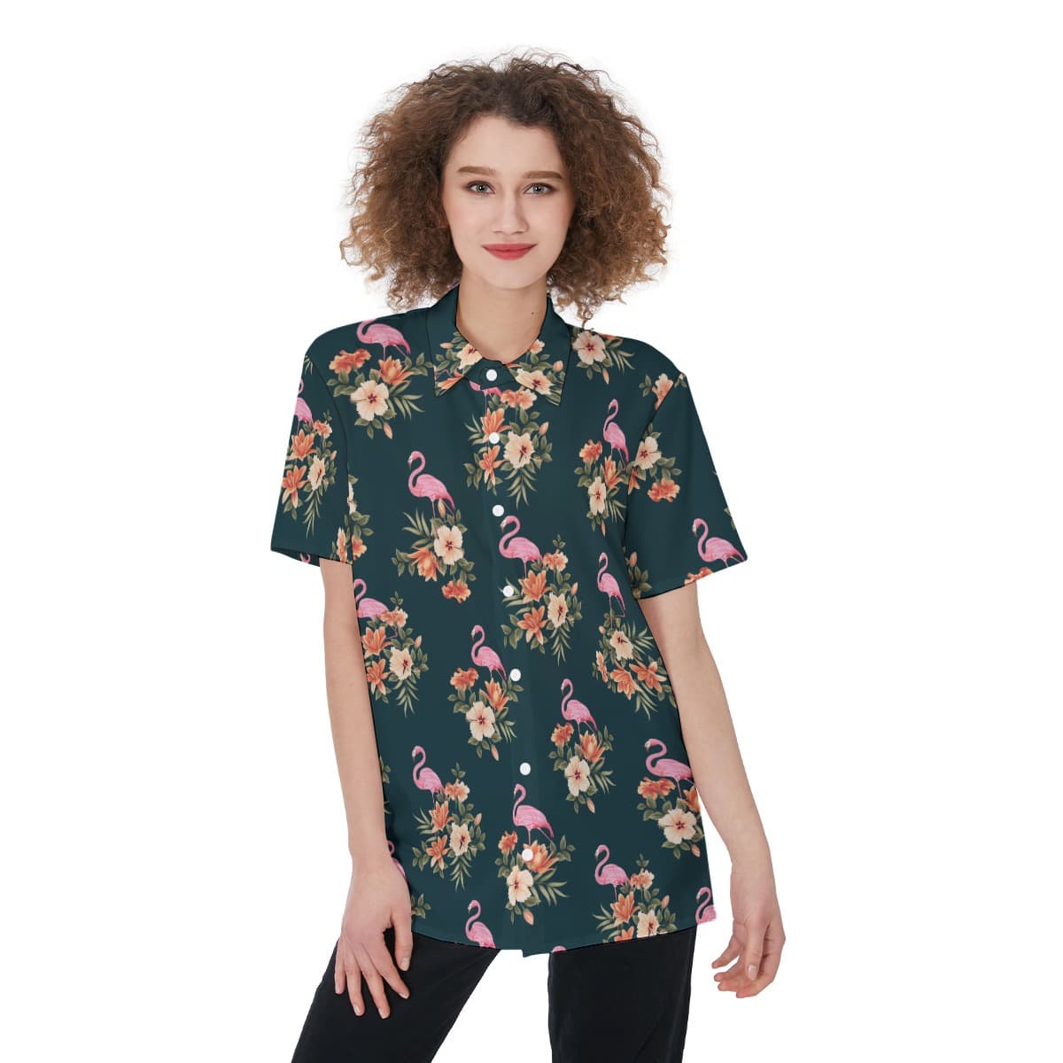 Flamingo Tropical Hawaiian Shirt For Women (1)