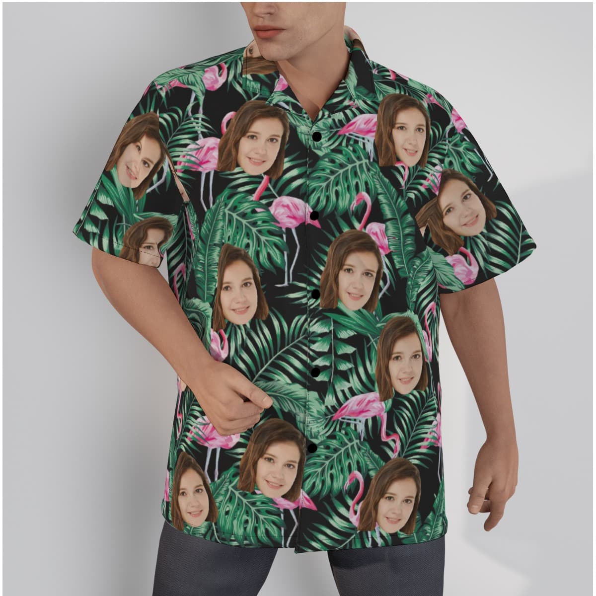 Flamingo Tropical Hawaiian Shirt With Custom Face (1)