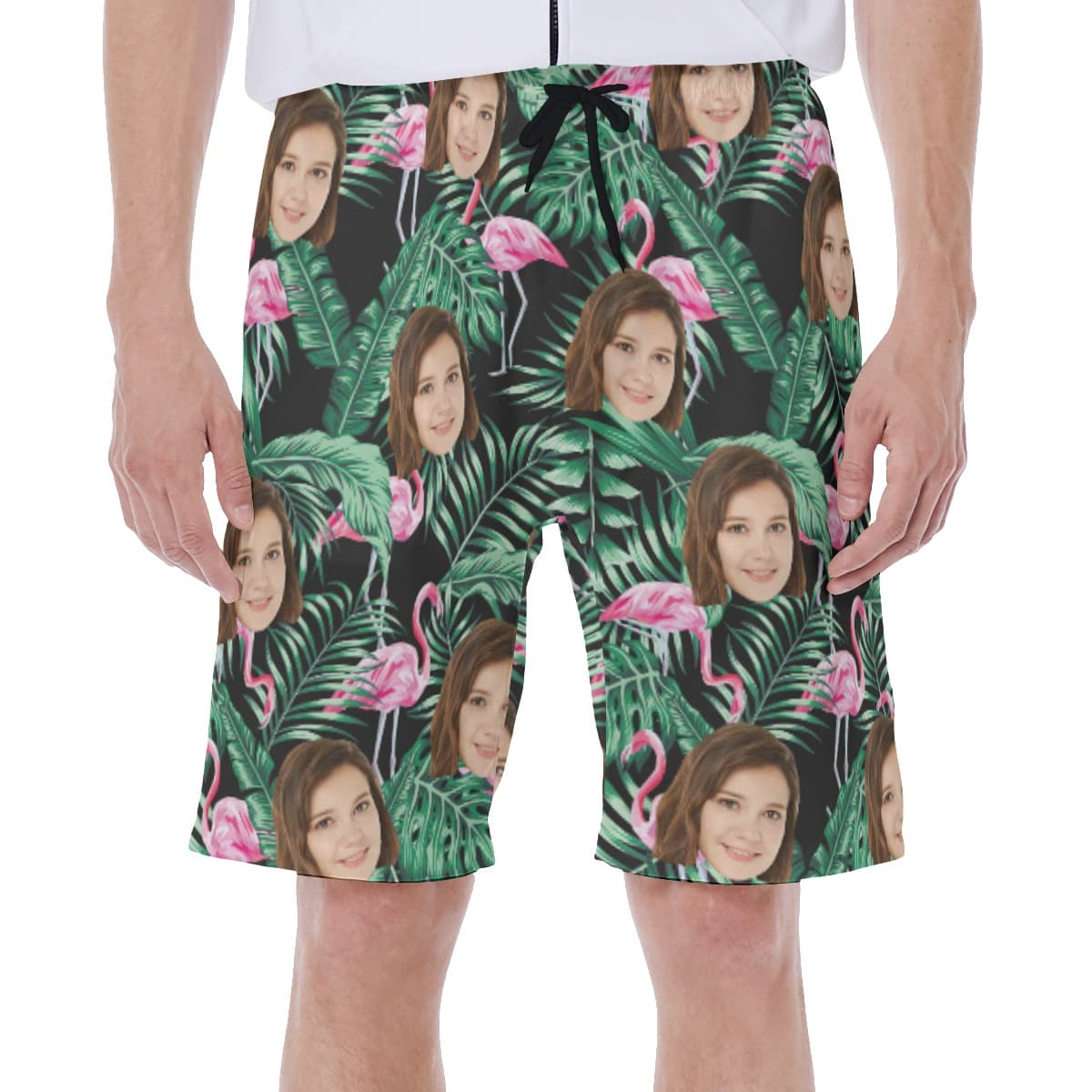 Flamingo Tropical Hawaiian Shorts With Custom Face (1)