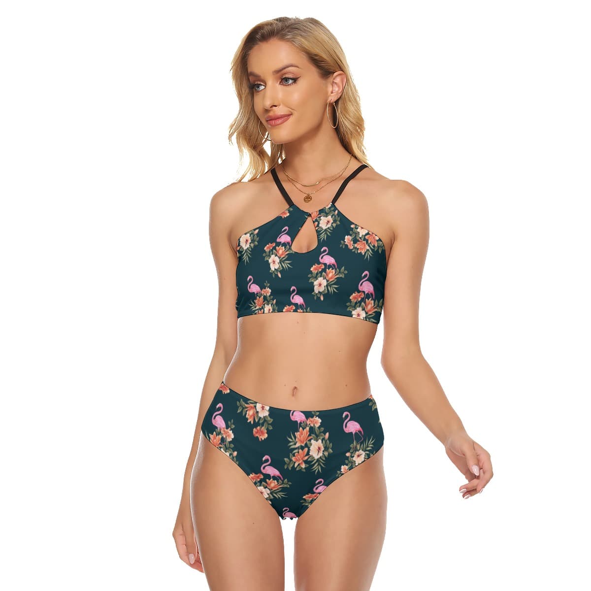 Flamingo Tropical Hawaiian Two-piece Swimsuit For Women (1)