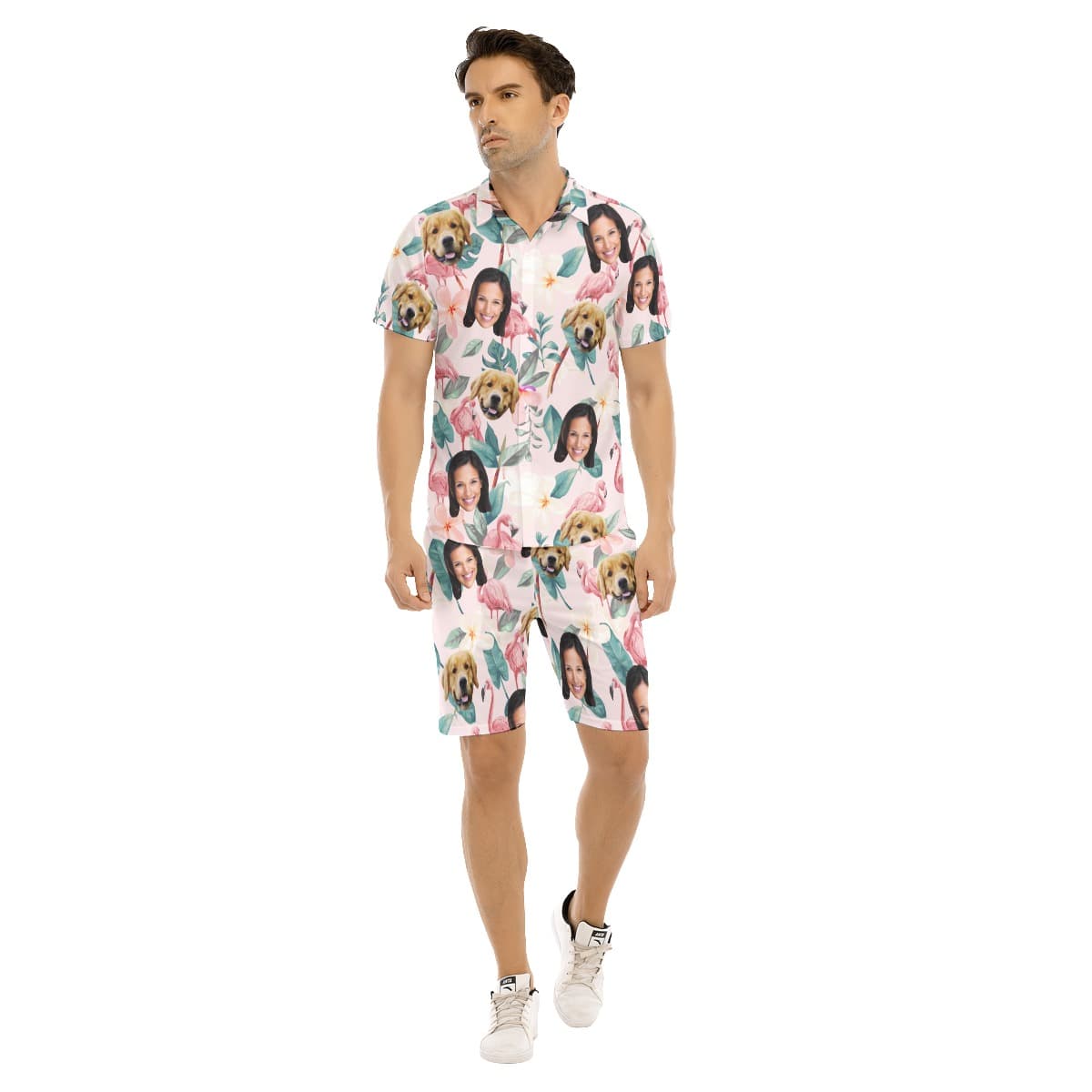 Floral Custom 2 Face Hawaiian Shirt Set For Men (1)