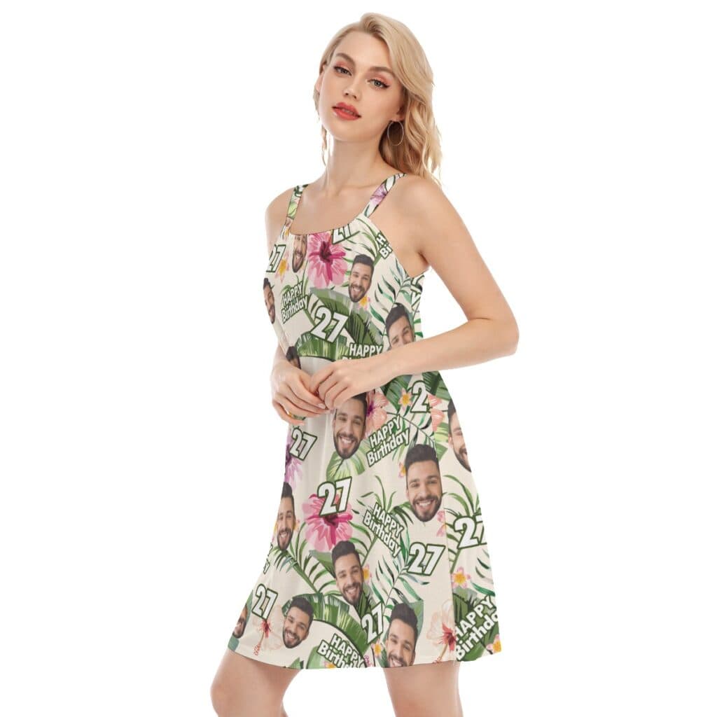 Floral Custom Face Happy Birthday Aloha Cami Dress