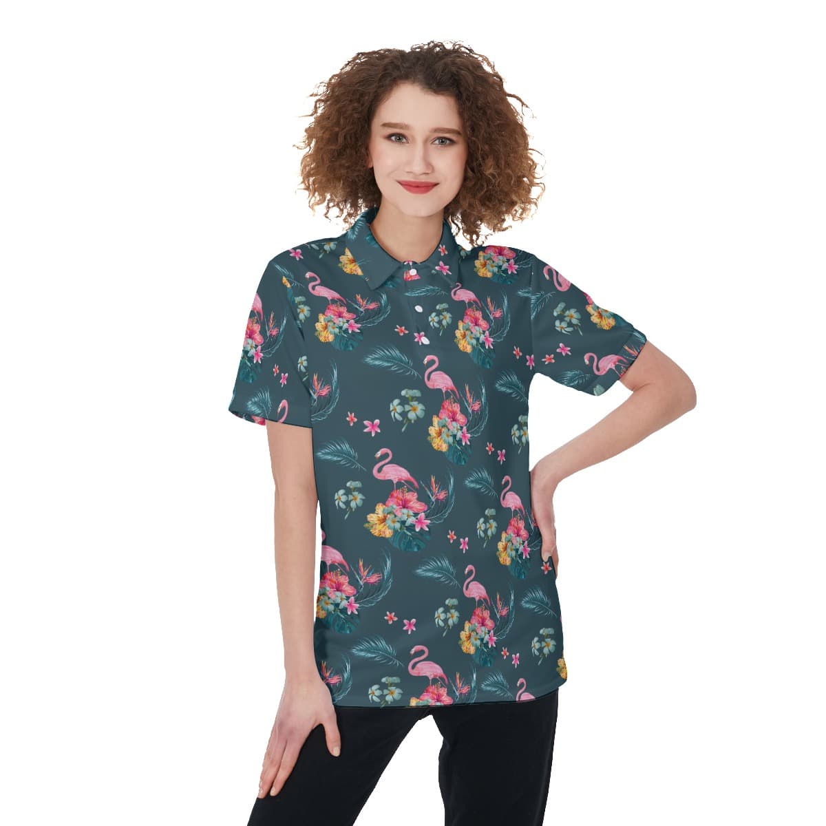 Floral Flamingo Hawaiian Shirt For Women (1)