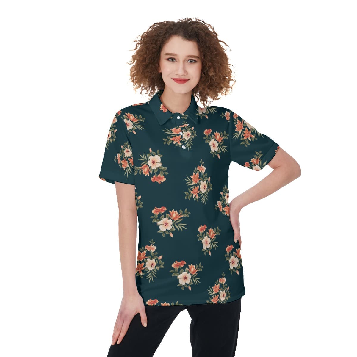 Floral Polo Hawaiian Shirt For Women (1)