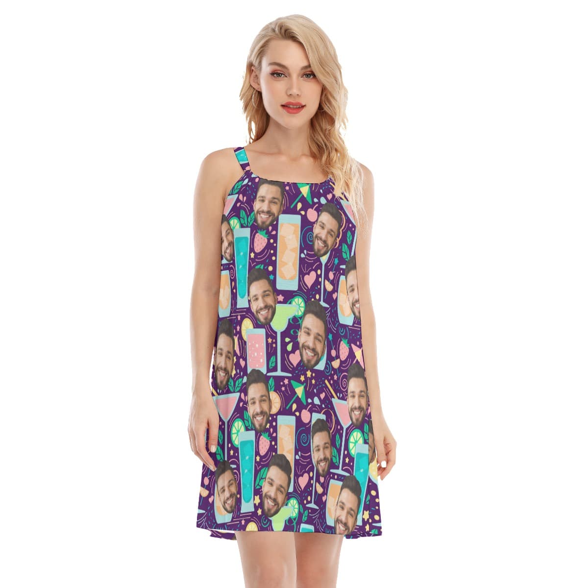 Fruit Drinking Men's Hawaiian Dress With Custom Face (1)