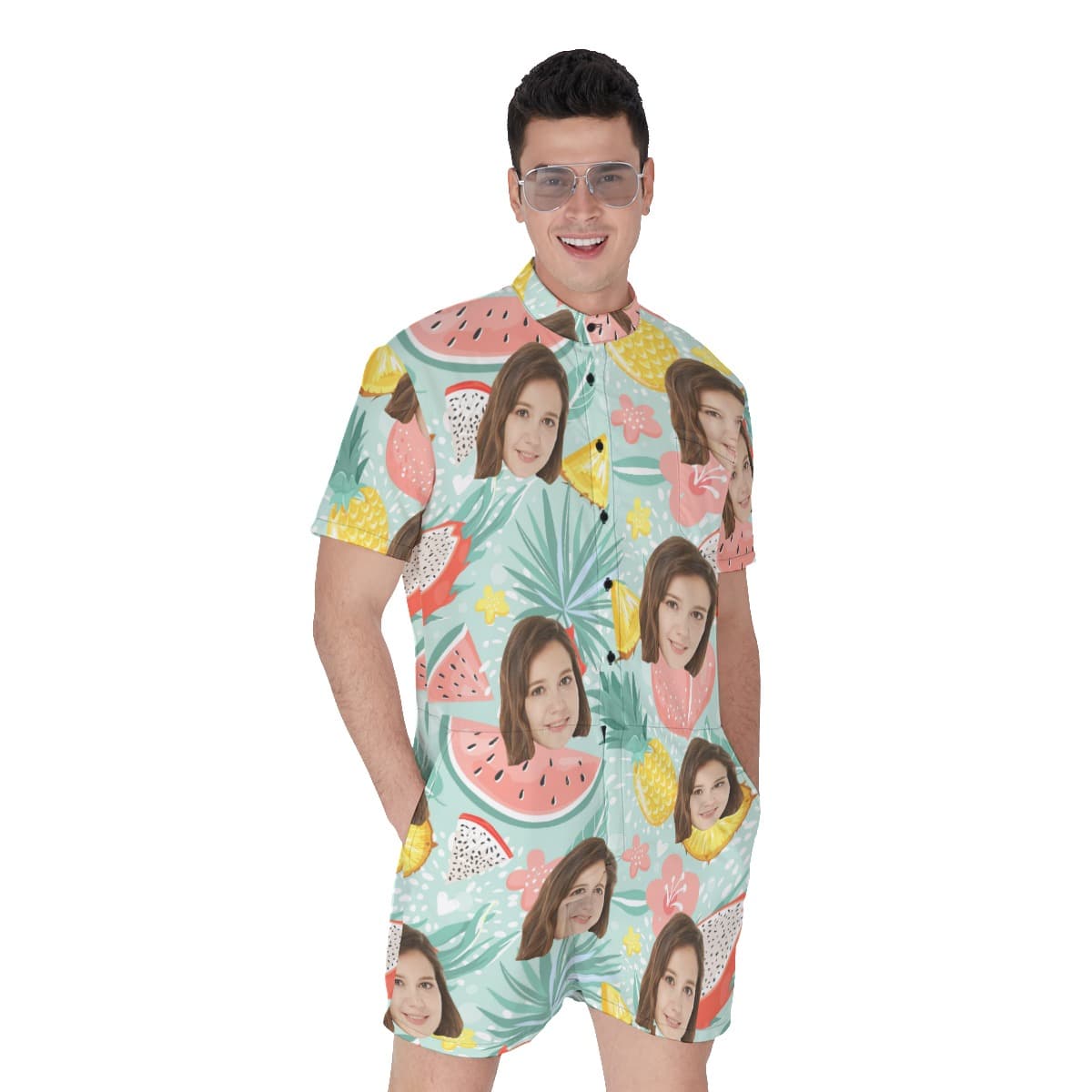 Fruit Summer Men's Hawaiian Romper With Custom Face (1)