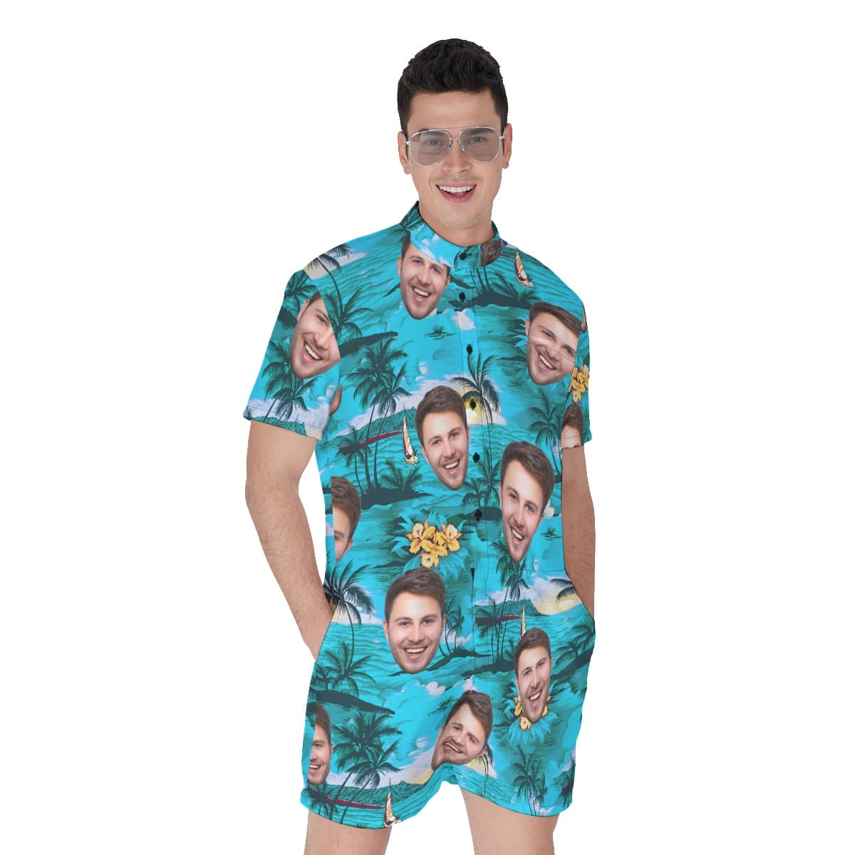 Funny Beach Custom Face Men's Romper (1)