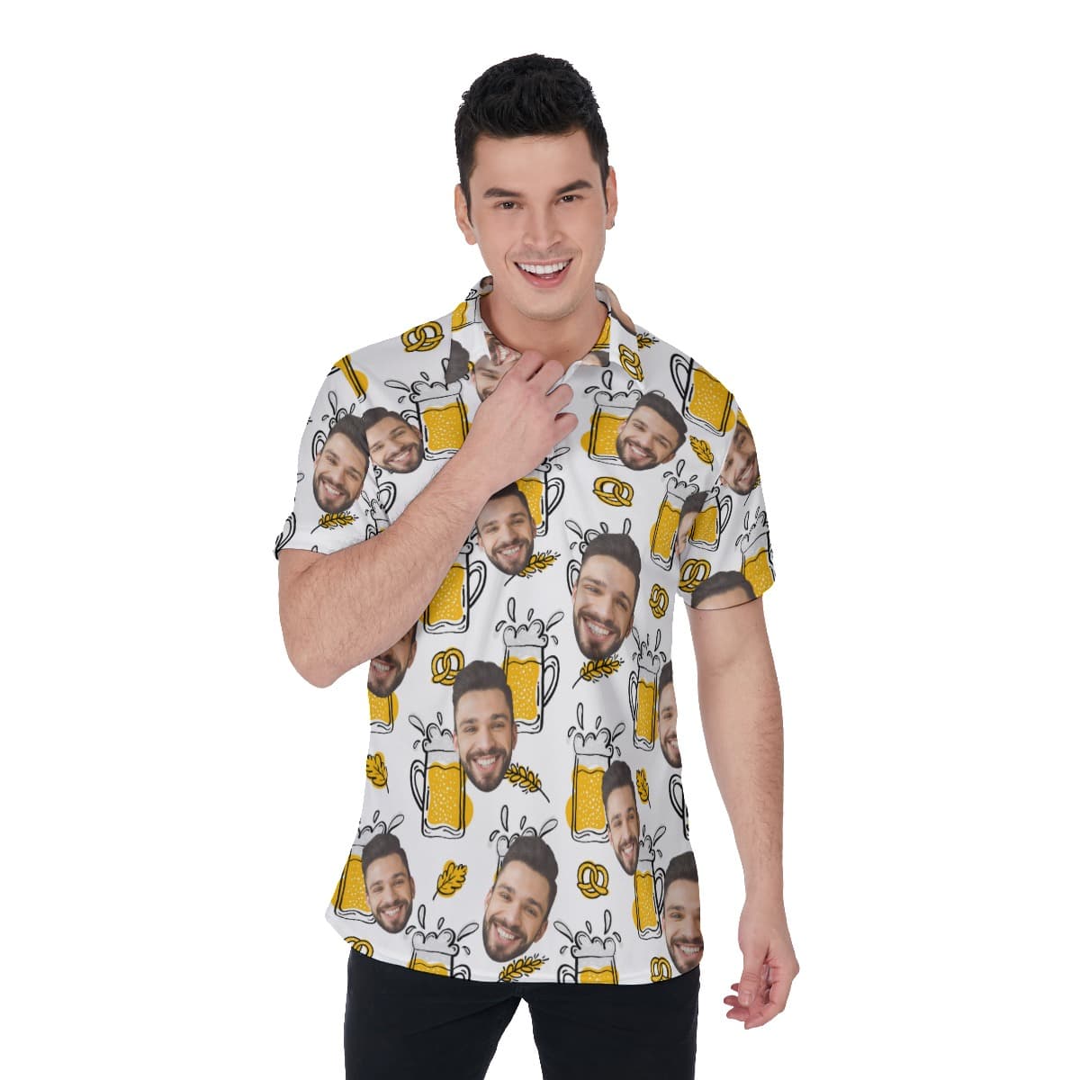 Funny Beer Custom Face Men's Polo Shirt (1)