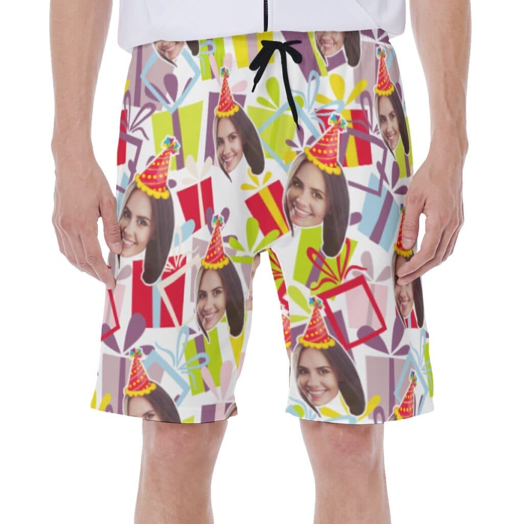 Funny Birthday Custom Face Hawaiian Swim Trunks For Men