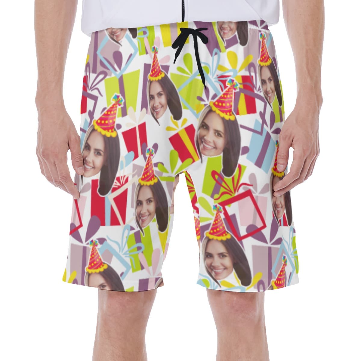 Funny Birthday Custom Face Hawaiian Swim Trunks For Men