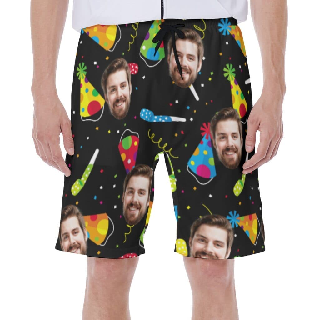 Funny Birthday Custom Face Men's Swim Trunks (1)