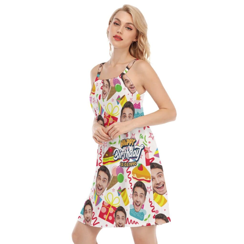 Funny Birthday Gift Custom Face Aloha Cami Dress For Women